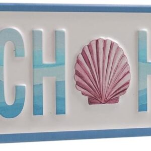 Metal Beach House Sign, 16×4 Inch Coastal Themed Wall...