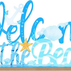 MEETYAMOR Coastal Beach Decor, Wood Metal Welcome to the...