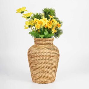 Rattan Vase Country Rustic Style Handmade Woven Plant...