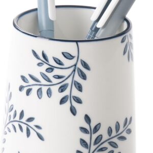 Pencil Holder for Desk, Ceramic Pen Holder, Blue and...