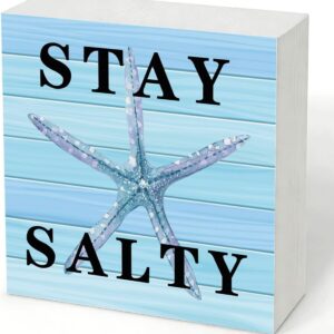 Stay Salty Wood Box Sign for Beach House Decor and Beach...