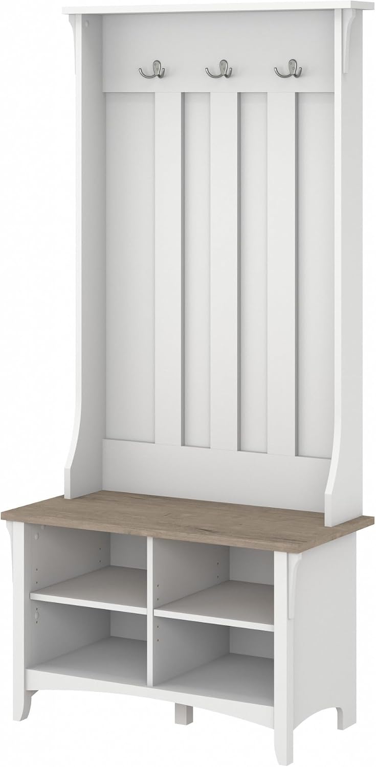 Bush Home Salinas Hall Tree with Shoe Storage Bench in... Bush Home Salinas Hall Tree with Shoe Storage Bench in...