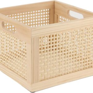 Wooden Bamboo Crate Woven Storage Box for Home,Office |...