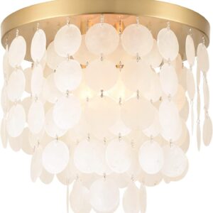 ALICE HOUSE 13.8" Capiz Shell Ceiling Light,Brushed...
