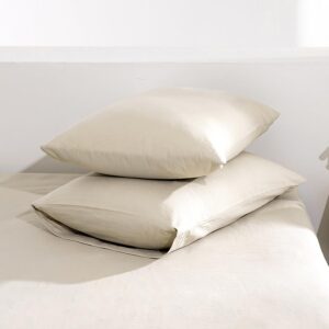 TUMEI 100% Linen Pillow Case Queen, Set of 2 Queen Size...