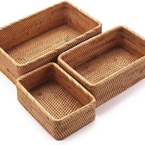 Yangqihome Natural Rattan Storage Baskets, Rectangular...