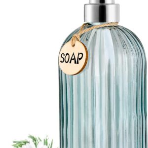 MOCLIF 16OZ Fashion Stripe Clear Glass Refillable Soap...