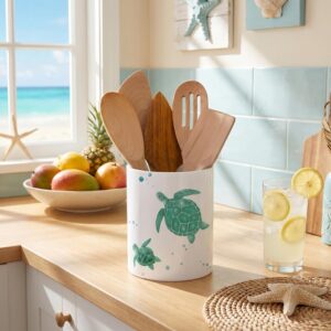 WILLBOND Coastal Utensil Holder for Kitchen Sea Turtle...