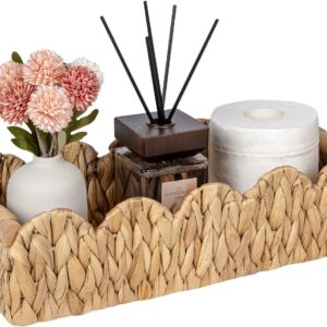 Kriitools Wicker Bathroom Basket Organizer W/Scalloped...
