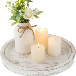 Hanobe Candle Plate Holder Tray: Round Wood Decorative...