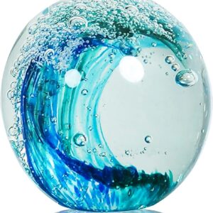 Hand Blown Ocean Wave Glass Ball ：Unique Gift for...