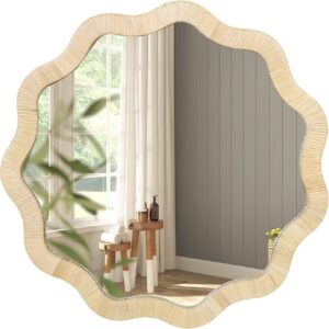ULIKE Rattan Wicker Mirror for Bathroom, 24 Inch Boho...