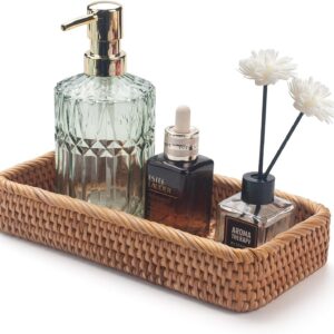 Rattan Bathroom Vanity Trays Toilet Tank Baskets Long...