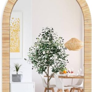 Decorative Rattan Wall Mirror, Boho Bathroom Modern...