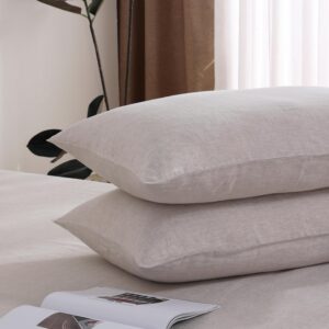 100% French Linen Pillowcase Set of 2, Breathable...