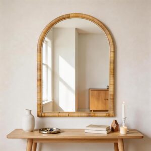 Rattan Wall Mirror, 36 x 24 - Boho Style for Bedroom,...
