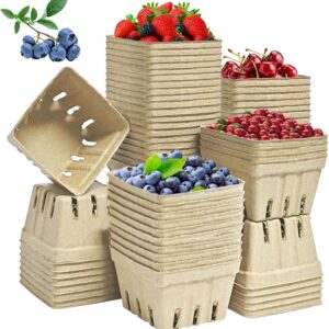30 Pack Natural Pulp Fiber Berry Baskets, Small Molded...