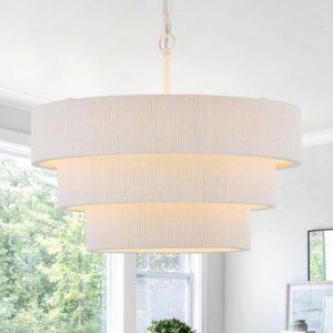 20” Boho Hand Woven Rattan Chandelier 3 Round...