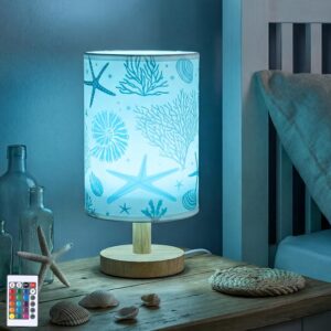 VIHOSE Ocean Table Lamp Beach Starfish Seashell Blue...