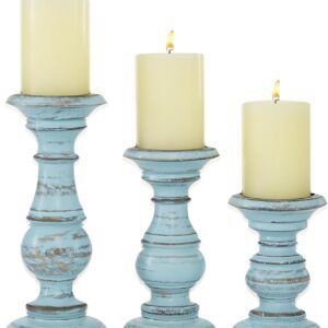 Deco 79 Mango Wood Decorative Candle Holder Distressed...