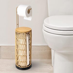 Freestanding Toilet Paper Holder with Storage,3 Rolls of...