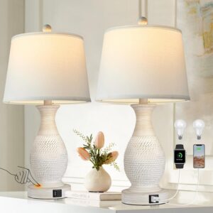 PARTPHONER Table Lamps Set of 2, Bedside Touch Lamp with...