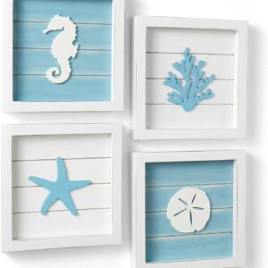 Tide and Tales Coastal Wall Art (Framed Set of 4) Beach...