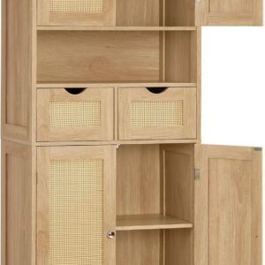 TEENFON 57.8" H Tall Storage Cabinet with 2 Drawers & 2...