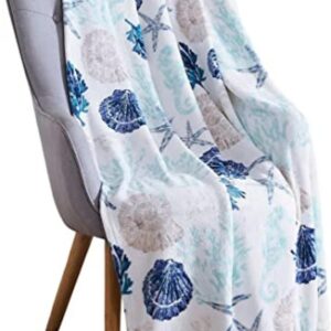 Ocean Life Coastal Throw Blanket: Soft Plush Velvet...
