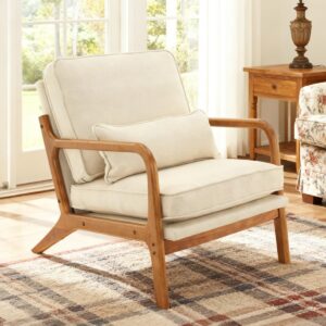Karl home Mid-Century Modern Accent Reading Chair, Beige...