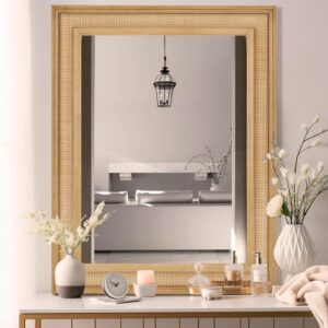 WallBeyond Rattan Wall Mirror Rectangle, 27 X 34 inch...