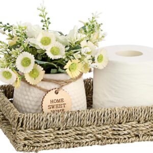 Bathroom Vanity Tray, Seagrass Narrow Counter Tray with...