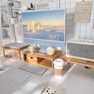 Dual Monitor Stand Riser with Drawer for Desk Laptop...