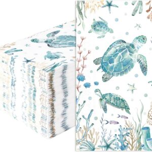 100 Pcs Coastal Turtle Paper Napkins 3 Ply Nautical...
