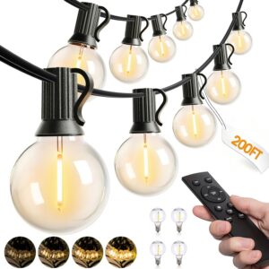 addlon 200FT Outdoor String Lights G40 LED Remote...