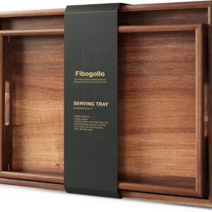 Fibogollo Set of 2 Acacia Wood Serving Tray with...