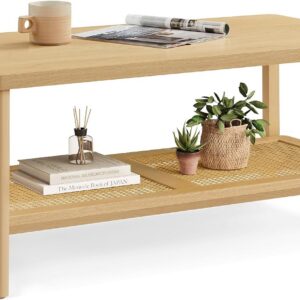 VASAGLE 2-Tier Coffee Table for Living Room, Rectangular...