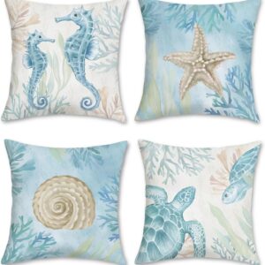 Bonhause Ocean Beach Throw Pillow Covers 16 x 16 Inch...