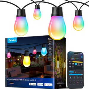 Govee S14 Bulb Outdoor String Lights 2, 96ft Smart RGBIC...
