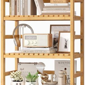 FOTOSOK 6-Tier Bamboo Shelf, Bamboo Bookcase with...