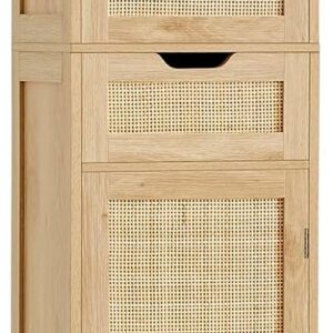 Iwell Tall Narrow Storage Cabinet with Doors, Rattan...