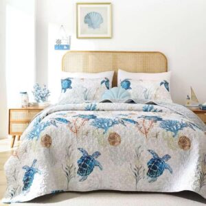 weigelia Coastal Quilt Set Queen Size - Lightweight...