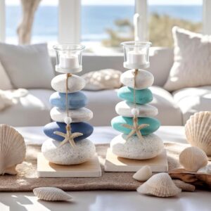 Mumufy 2 Pcs Farmhouse Coastal Candle Holder with...