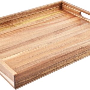 Acacia Wood Serving Tray with Handles (17 Inches) –...
