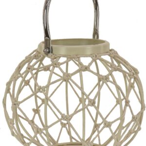 Lantern Candleholder, Woven Rope Construction, Bleached...