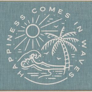 Summer Beach House Happiness Comes in Waves Blue Rustic...