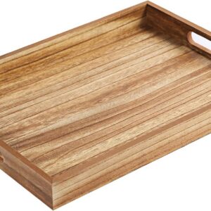 Krismax Wooden Serving Tray with Handles, Rustic Brown...