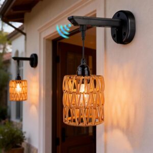 Solar Outdoor Wall Lights, 2 Pack Hanging Lantern Boho...