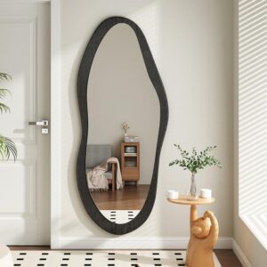 AAZZKANG Irregular Wall Mirror Full Length Black Wood...