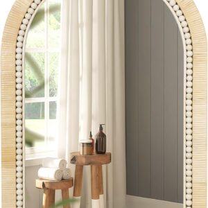 ULIKE Rattan Mirror for Bathroom, 24x36 Inch Arch Rustic...